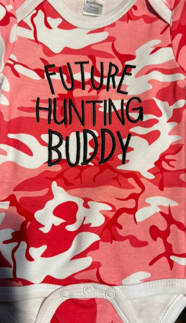 Future Hunting Buddy Machine Embroidered onesie