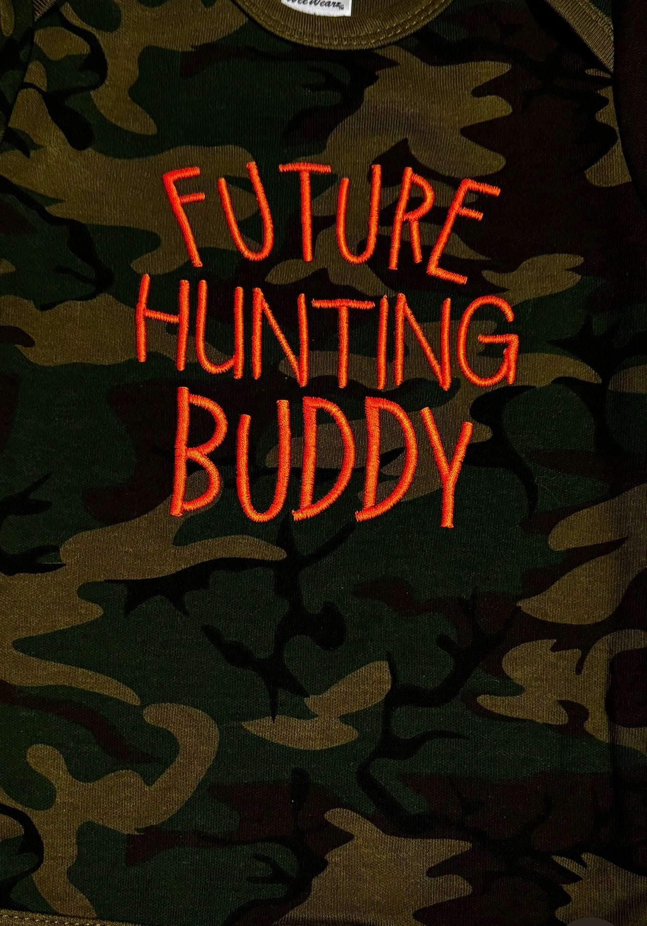 Future Hunting Buddy Machine Embroidered onesie