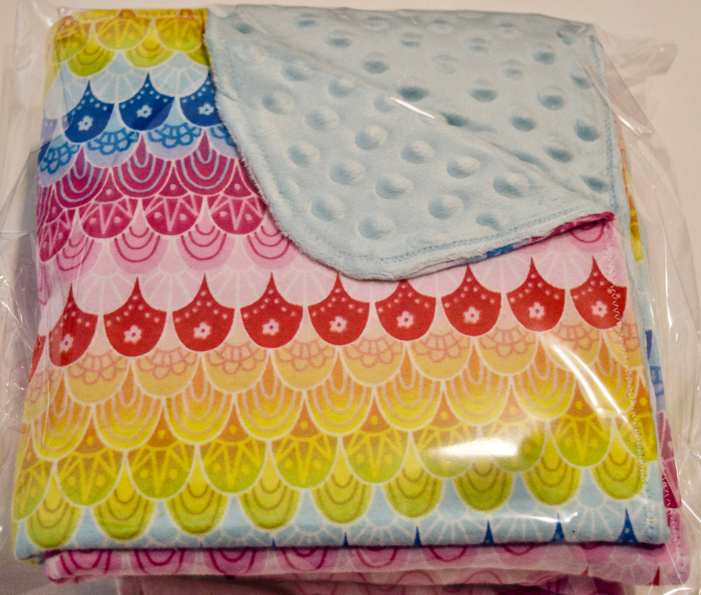 💙🧜♀️Colorful Minky and Flannel blanket