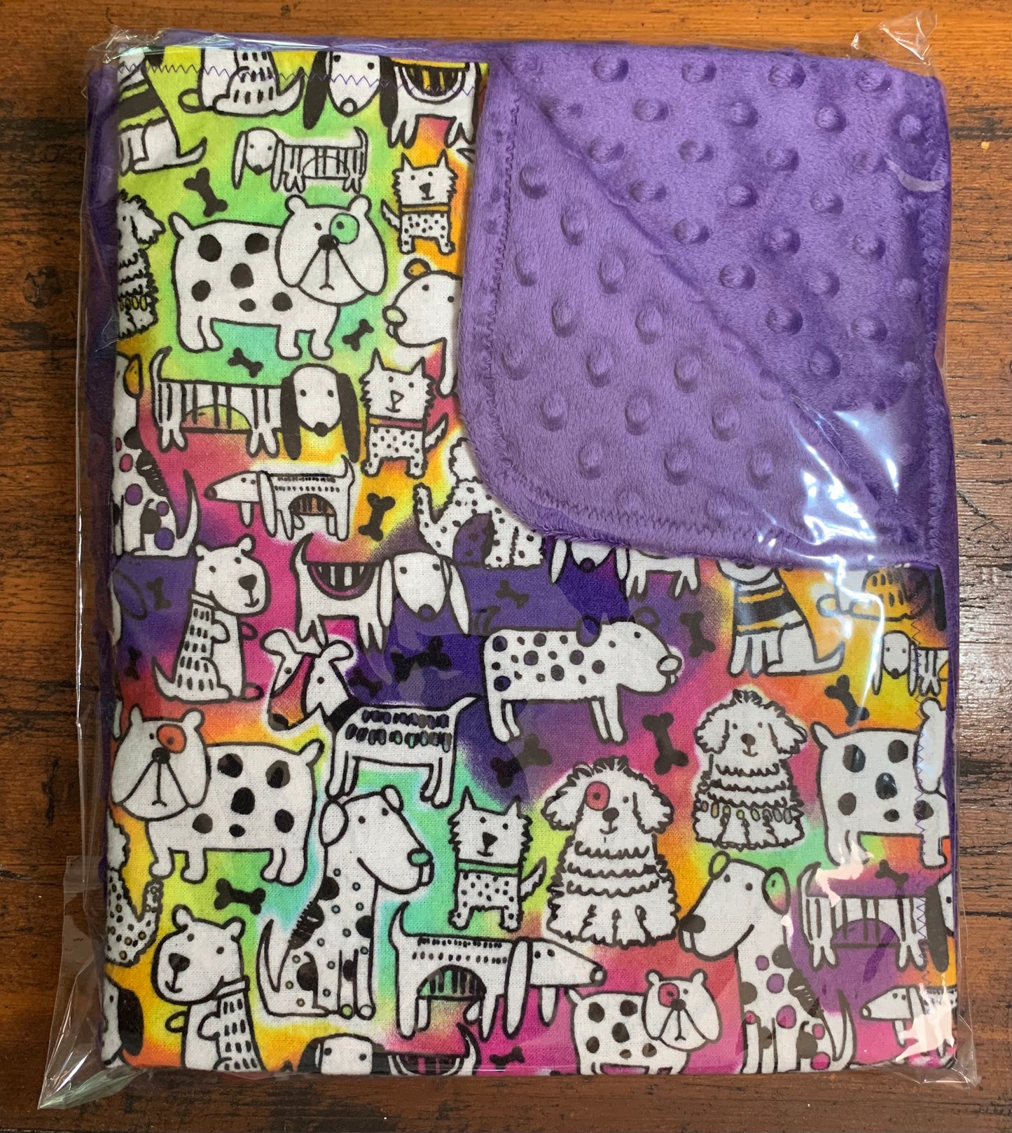 Colorful and Bright doggy flannel and Minky crib blanket❤️🌈🐾🐶