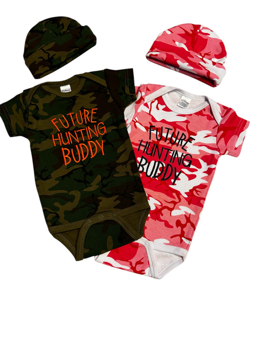 Future Hunting Buddy Machine Embroidered onesie