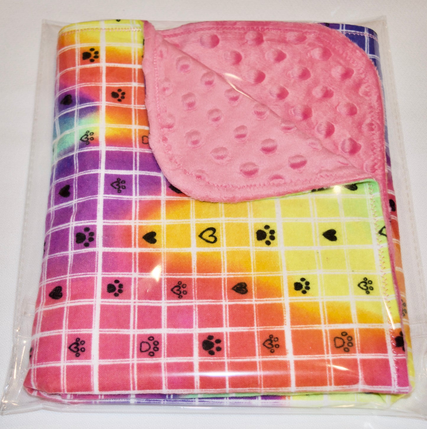 🐾🌈🖤Colorful Minky Flannel Blanket