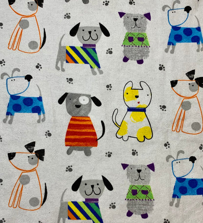 Minky and Flannel doggy print cuddle blanket