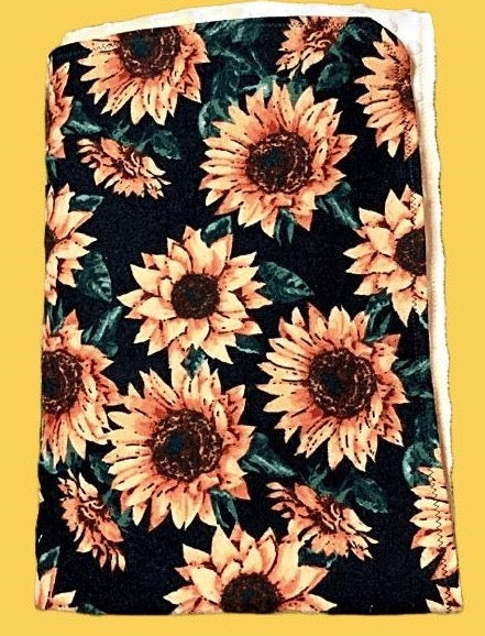 Beautiful sunflower print Minky and Flannel Crib blanket