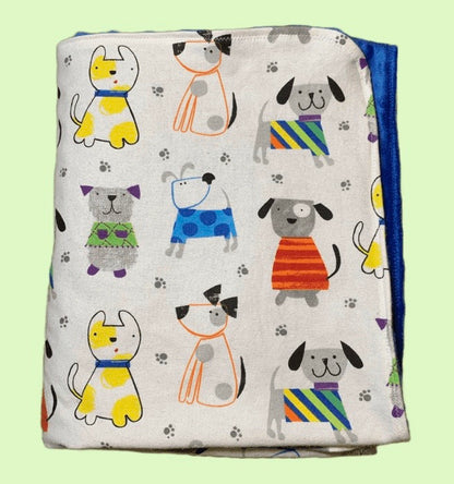 Minky and Flannel doggy print cuddle blanket