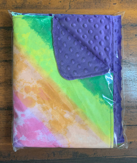 Tie Dye Rainbow Flannel & Minky crib blanket