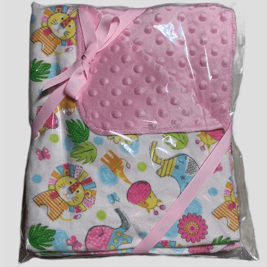 🐆🐘🦒Jungle Animals Minky and Flannel Crib blanket