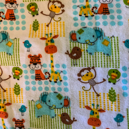 🐅🦓Zoo Animals Minky and Flannel Crib blanket