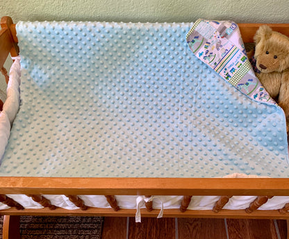 🧸📚⛵️Toy print Minky and Flannel Crib blanket