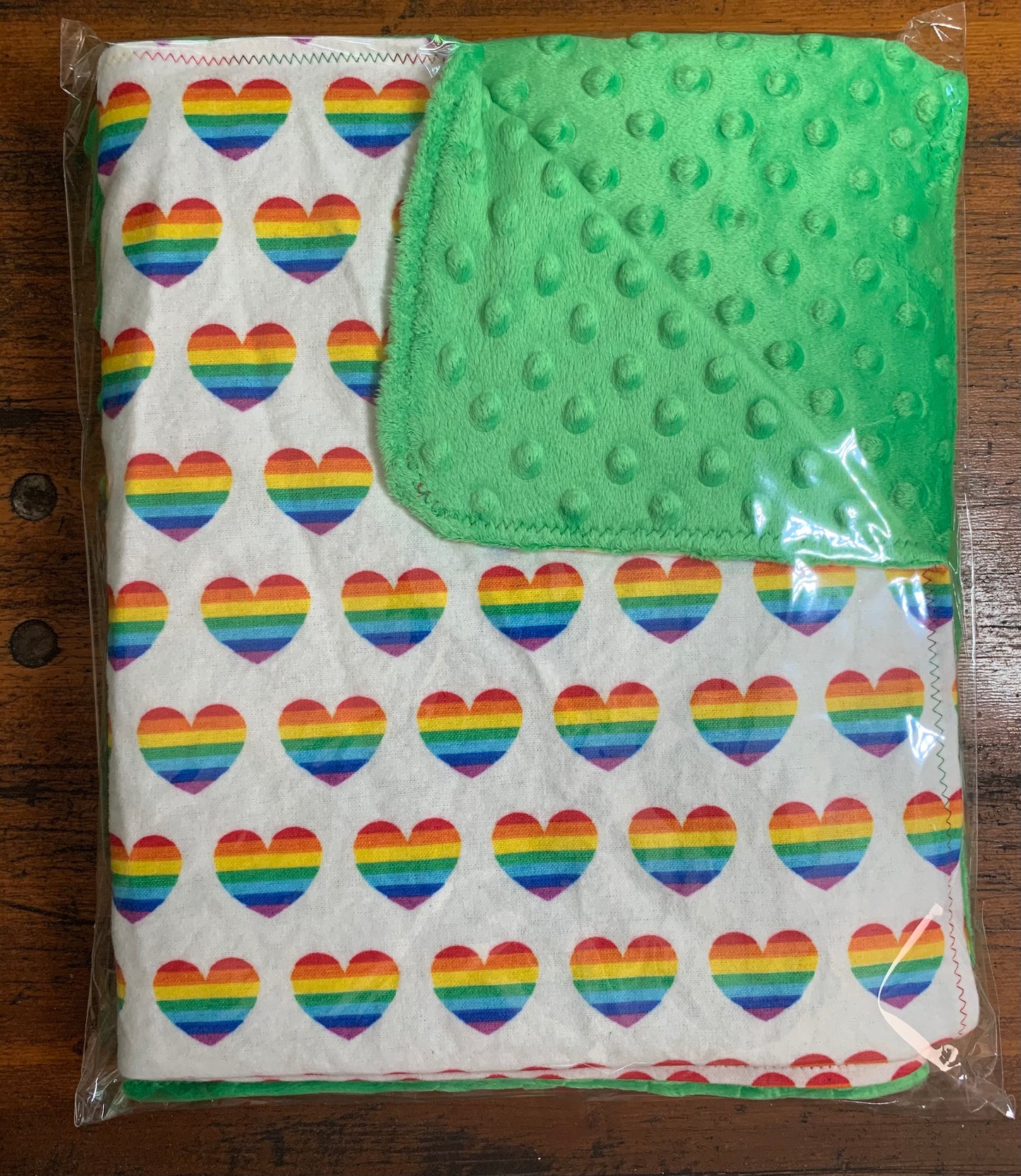 Minky And Flannel Rainbow heart blanket🌈