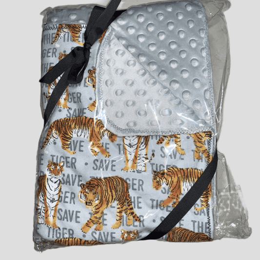 🐅Save the Tiger Minky and Flannel Baby Blanket