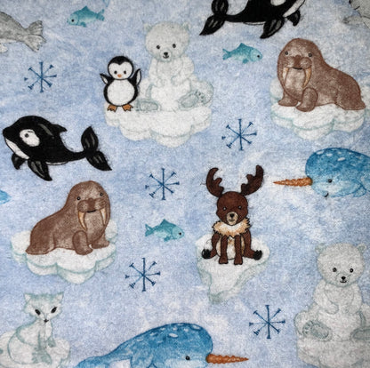 ❄️🐧Arctic Baby animal print Minky and Flannel Crib blanket