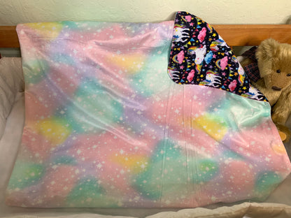 🦄🌈Unicorn and Rainbows Minky and Flannel Crib blanket