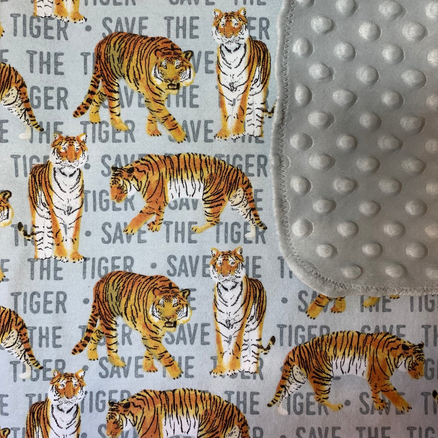 🐅Save the Tiger Minky and Flannel Baby Blanket