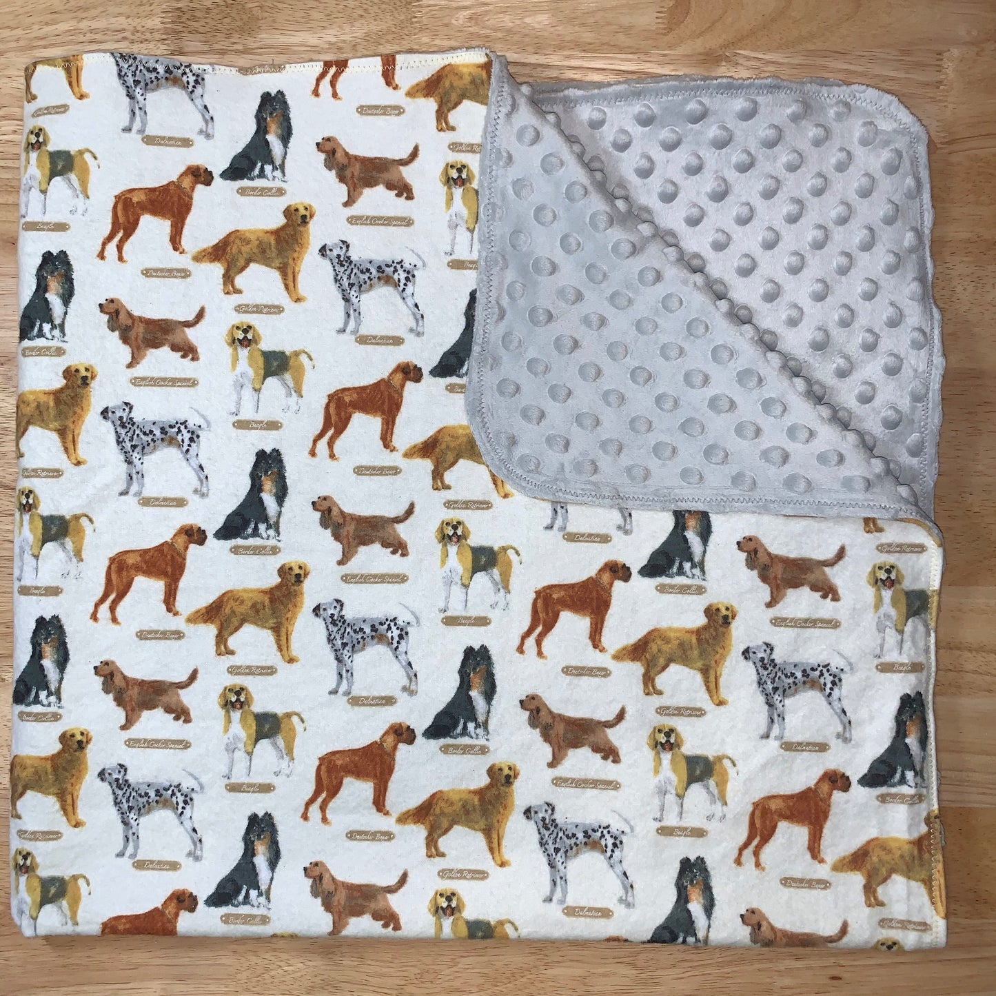 🐕 Dog print Minky and Flannel Baby Blanket