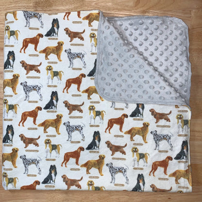 🐕 Dog print Minky and Flannel Baby Blanket