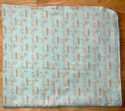 🐒Monkey print Minky and Flannel Crib Blanket