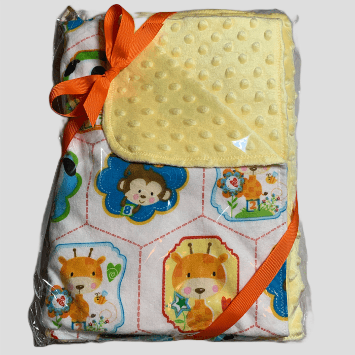 🐵🐶Baby Animals Minky and Flannel baby blanket