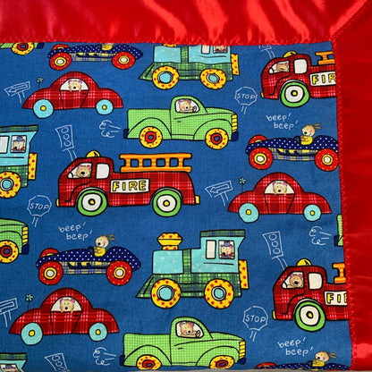 Vehicle’s Minky Crib Blanket with Satin