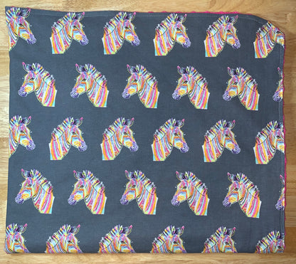 🦓🌈Multi colored Zebra print Minky and Flannel Crib blanket