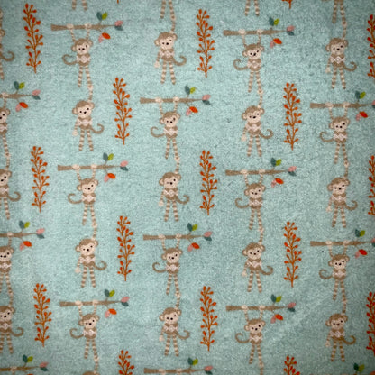 🐒Monkey print Minky and Flannel Crib Blanket