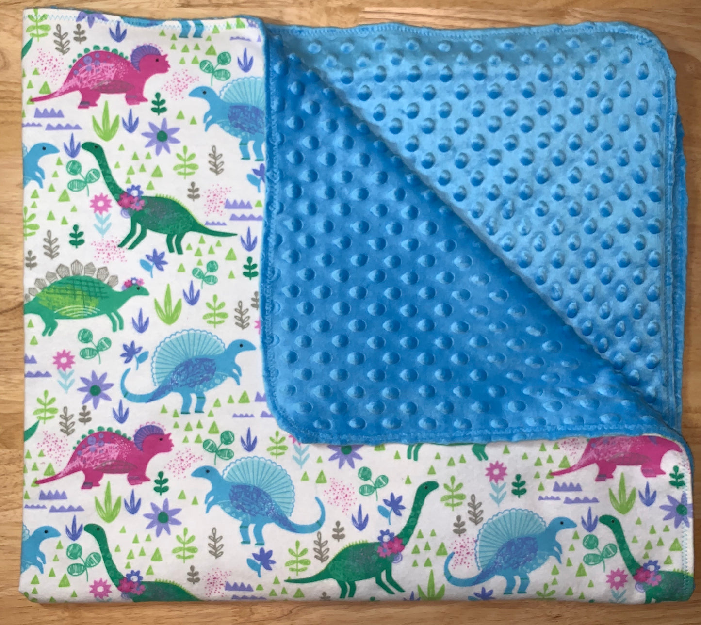 🦕🦖Dinosaur print Minky and Flannel Crib blanket