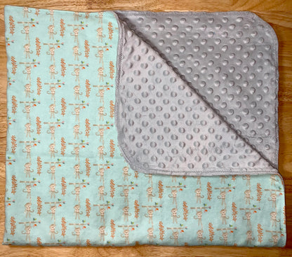 🐒Monkey print Minky and Flannel Crib Blanket