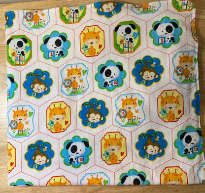 🐵🐶Baby Animals Minky and Flannel baby blanket