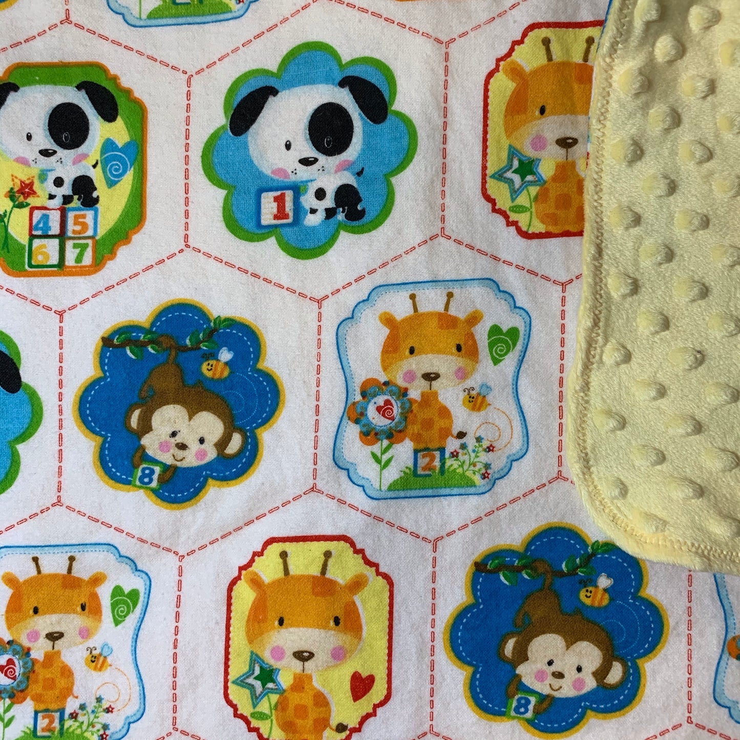 🐵🐶Baby Animals Minky and Flannel baby blanket