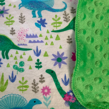 🦕🦖Dinosaur Print Minky and Flannel Crib Blanket